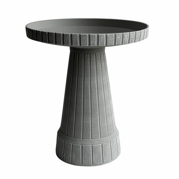 Ribbed Fiber Clay Pedestal Birdbath