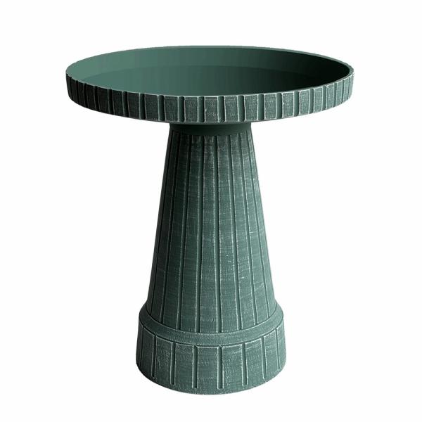Ribbed Fiber Clay Pedestal Birdbath