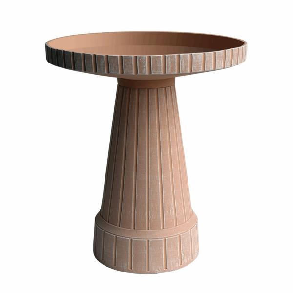 Ribbed Fiber Clay Pedestal Birdbath