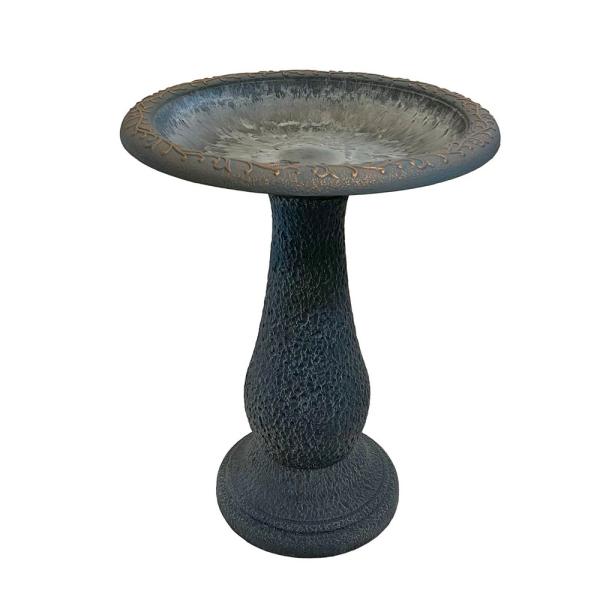 Fiber Clay Bird Bath w/ Tall Pedestal