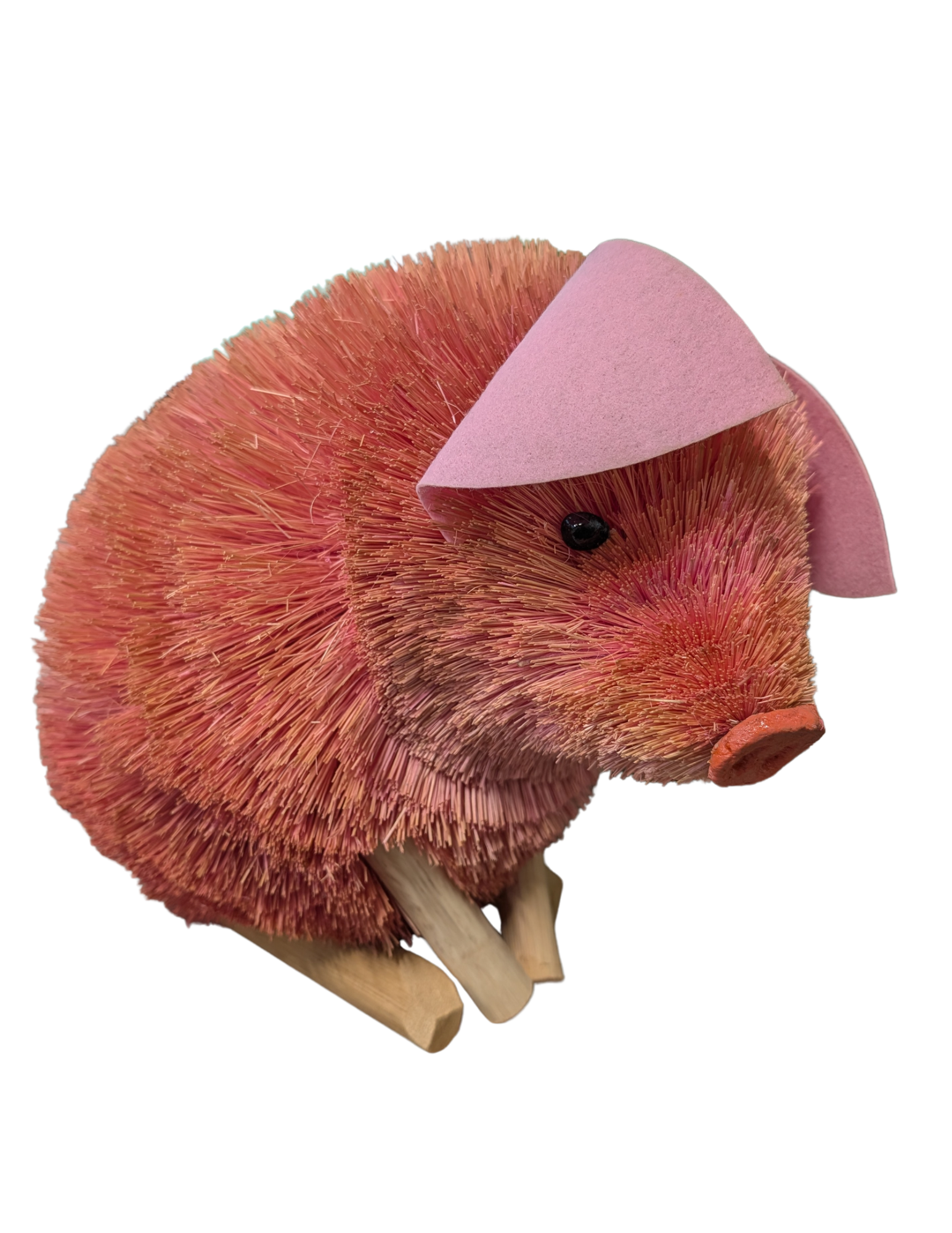 Brushart Pink Sitting Pig - Large