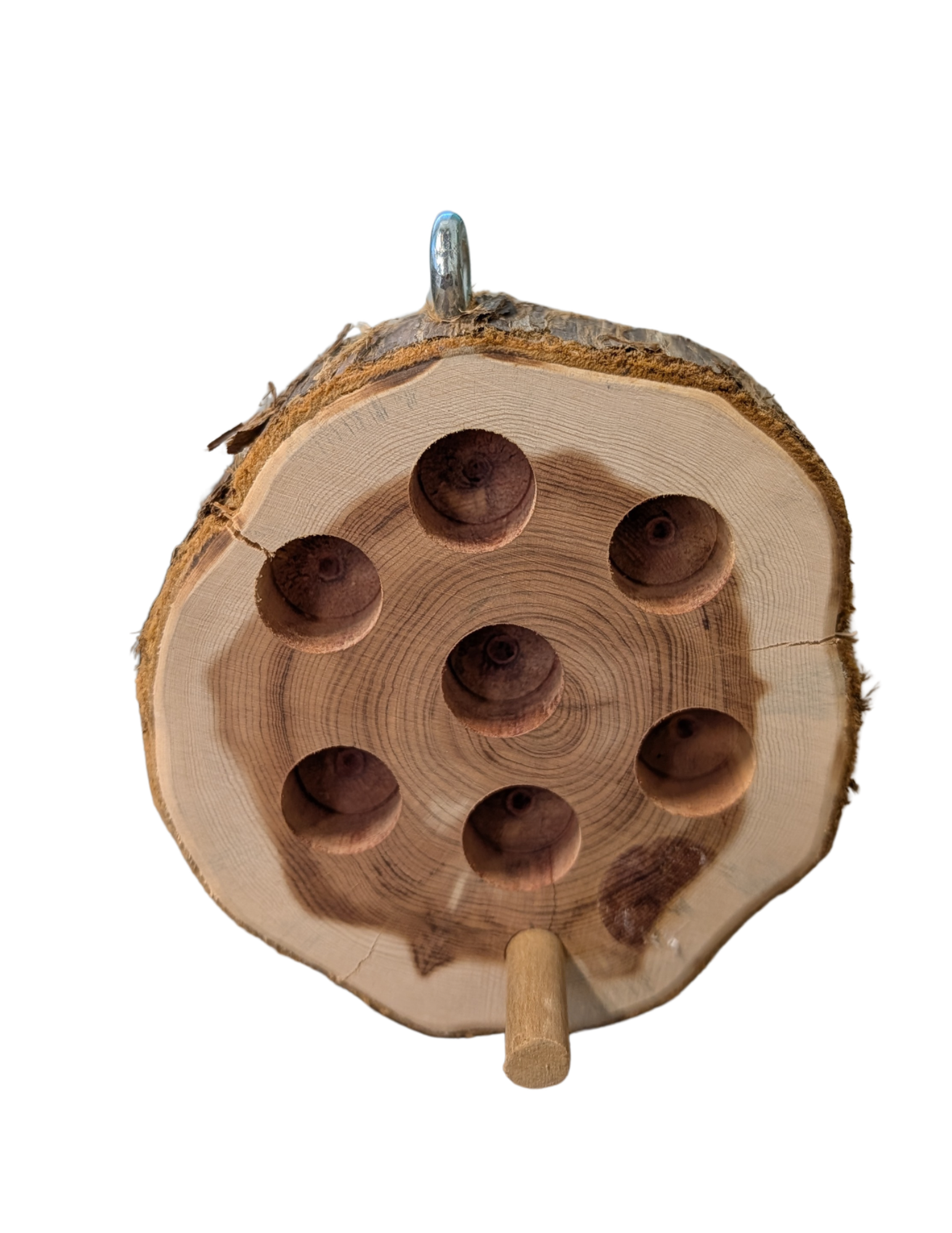 Small Wood Round Peanut Butter Feeder