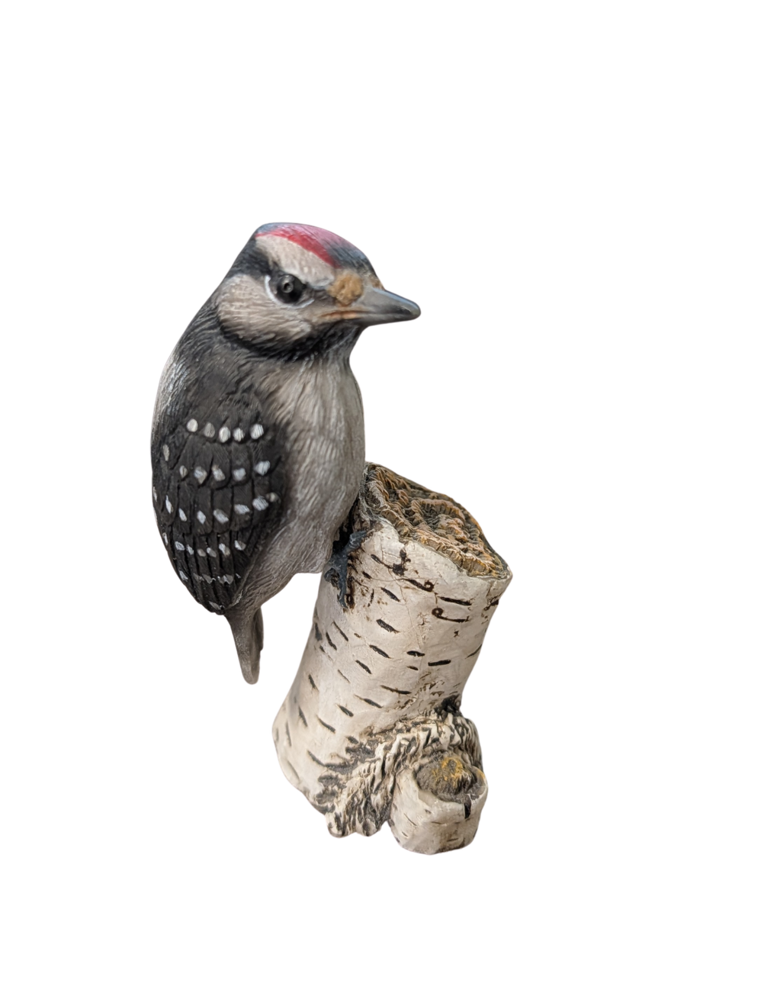 Small Bird Figurine - Downy Woodpecker