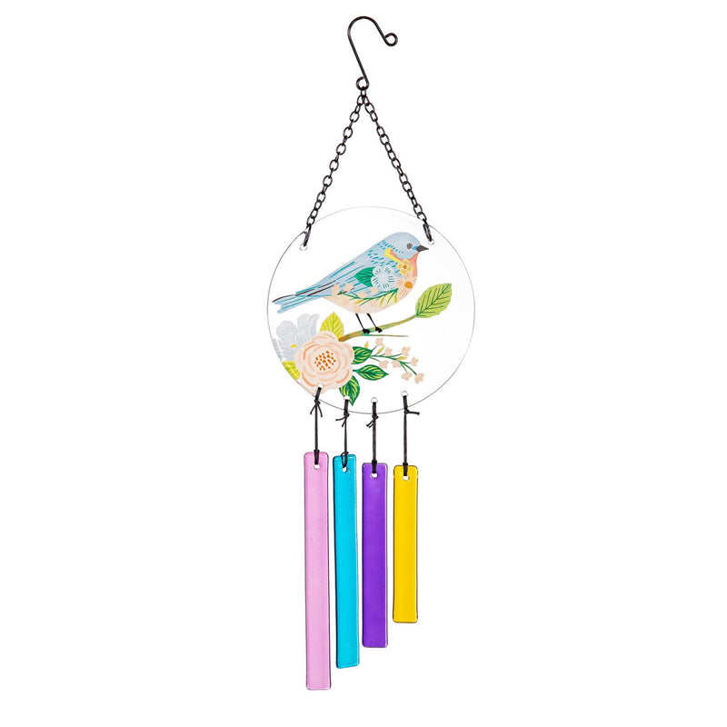 Evergreen Cottage Garden Wind Chime, hanging glass detail