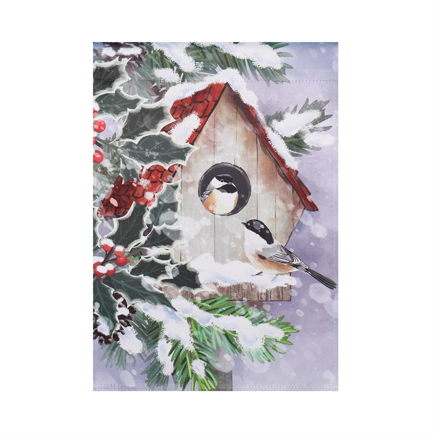 Winter Birdhouse Garden Flag
