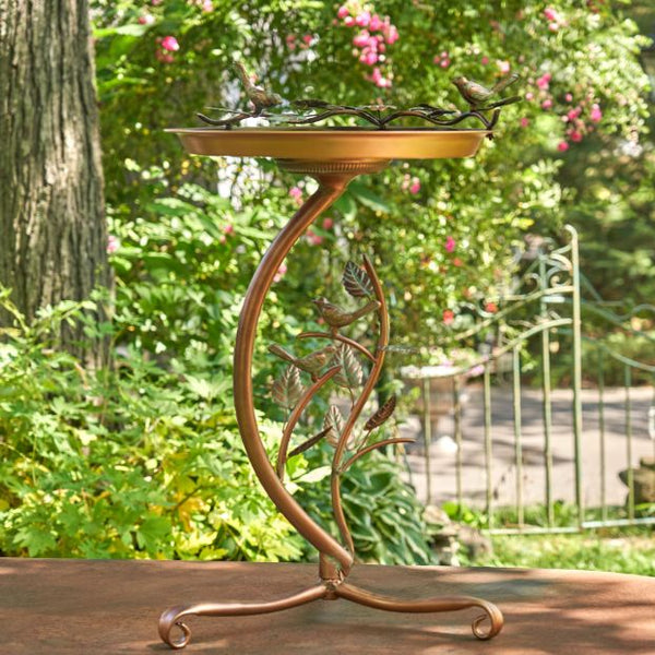 32 inch Zaer copper iron bird bath with branch stand - basin detail
