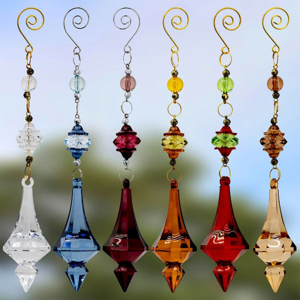 9 inch hanging acrylic ornaments, assorted colors, set view