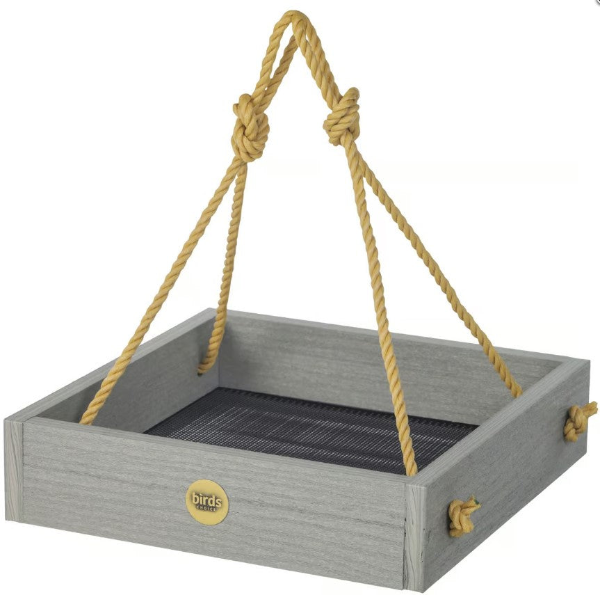 Modern Farmhouse Small Hanging Platform Bird Feeder in Driftwood