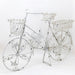 Zaer large antique white iron bicycle plant stand with flower baskets