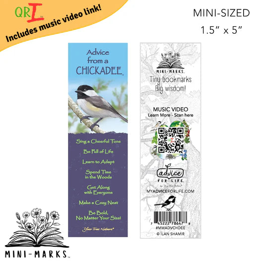 Advice for Life Mini Bookmark - Chickadee