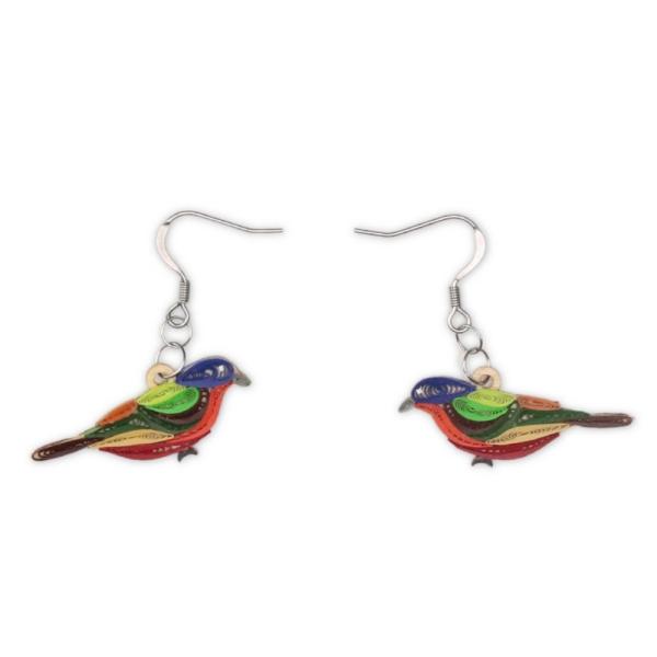 Quilled Earrings - Painted Bunting