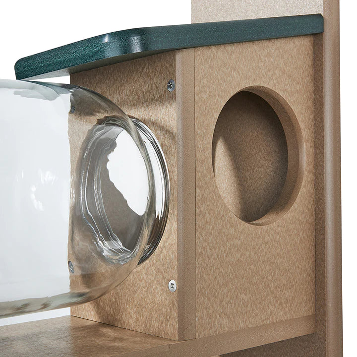 Recycled Plastic Squirrel in Jar Feeder - Tan/Green