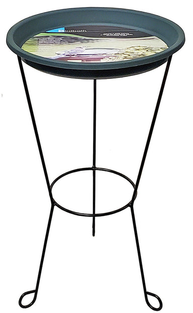 Erva Wire Patio Stand Bird Bath with 14 in Green Insert