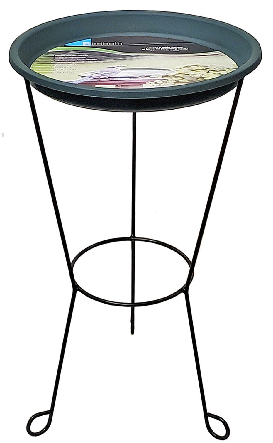 Erva Wire Patio Stand Bird Bath with 14 in Green Insert