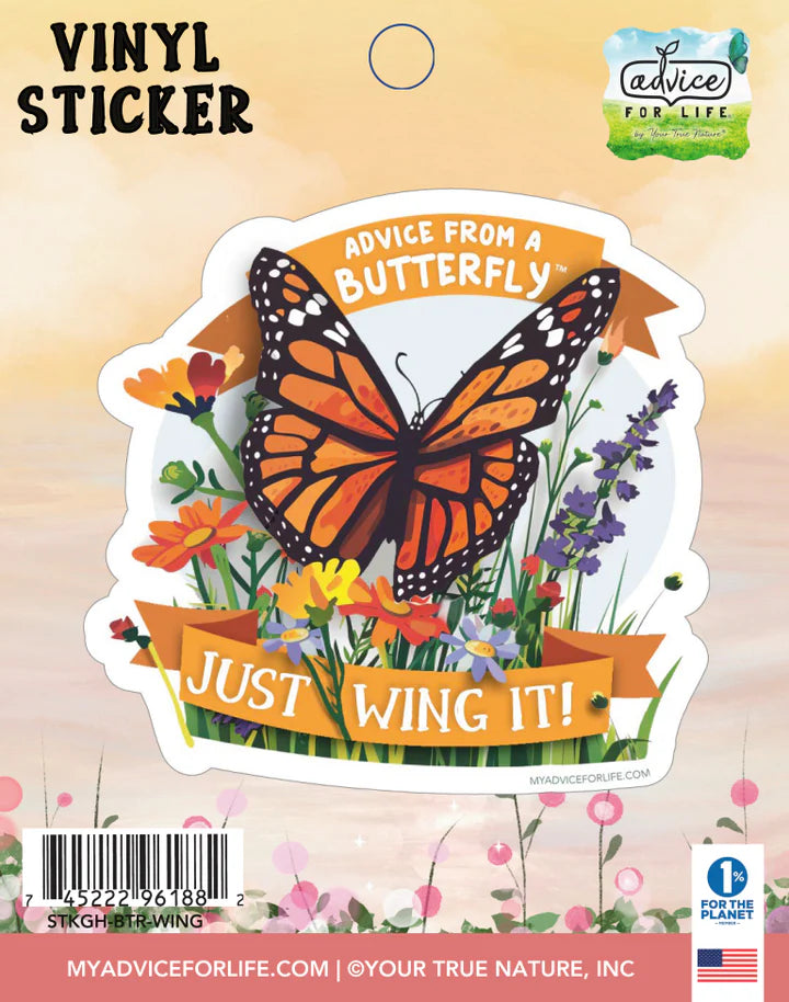 Advice for Life Vinyl Sticker - Butterfly Just Wing It