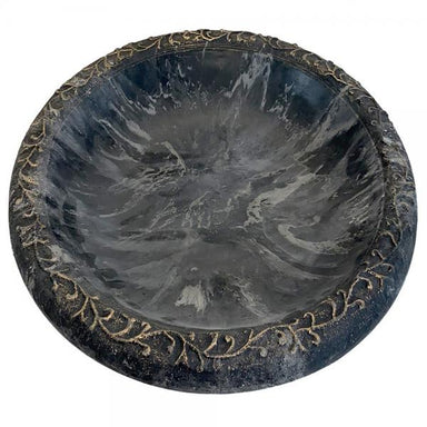 Fiber Clay Bird Bath - Charcoal Sand w/ Matte Rim - Bowl Only