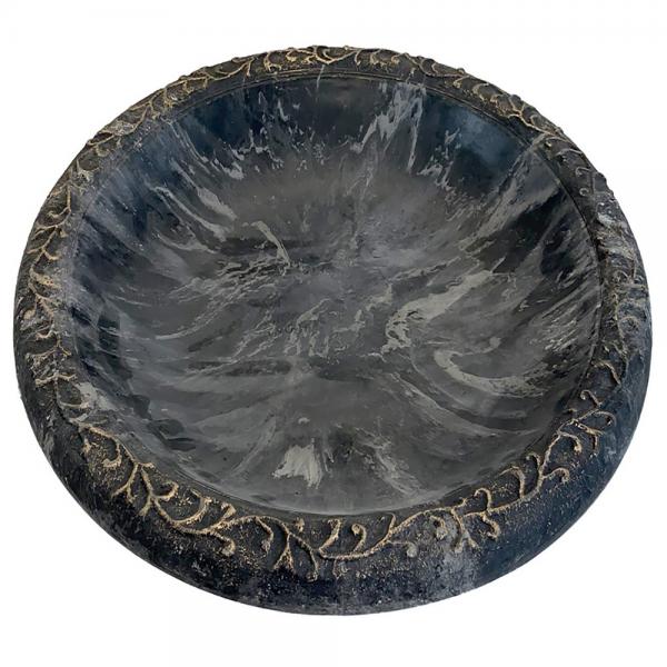 Fiber Clay Bird Bath - Charcoal Sand w/ Matte Rim - Bowl Only