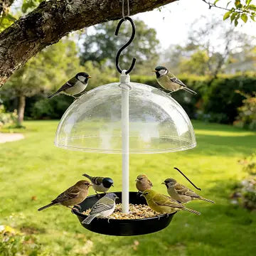 Outdoor Adjustable Platform Bird Feeder w/ Clear Dome