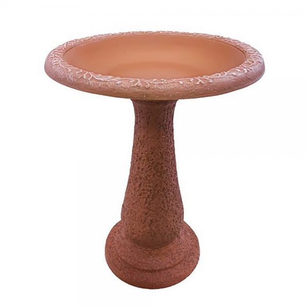 Fiber Clay Bird Bath w/ Tall Pedestal