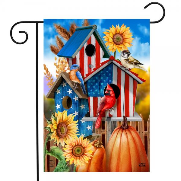 Garden Flag - American Fall Birdhouses