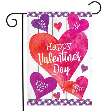 Valentine's Watercolor Hearts Garden Flag