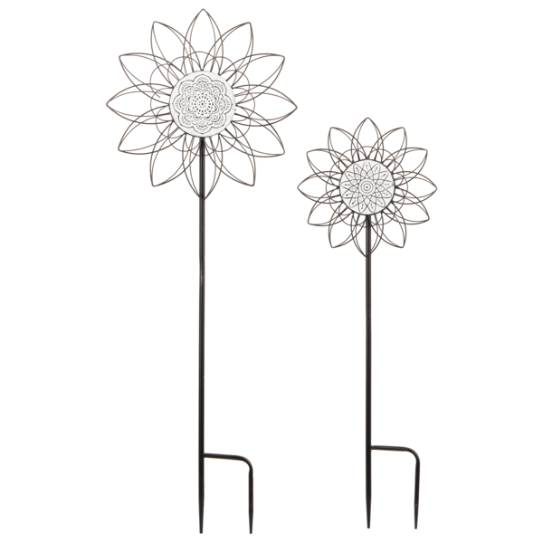 Wirework Medallion Flower Garden Stake - 2pc Set