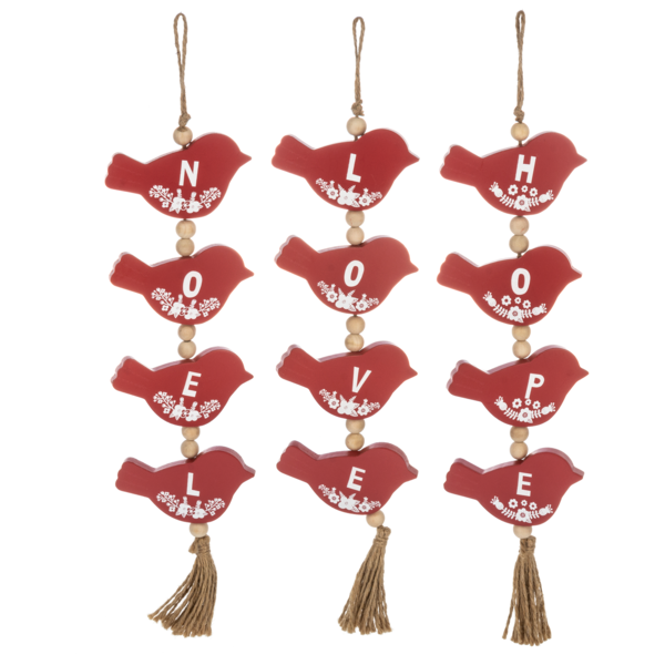 Noel, Love, Hope Bird Hanging Swag Ornament