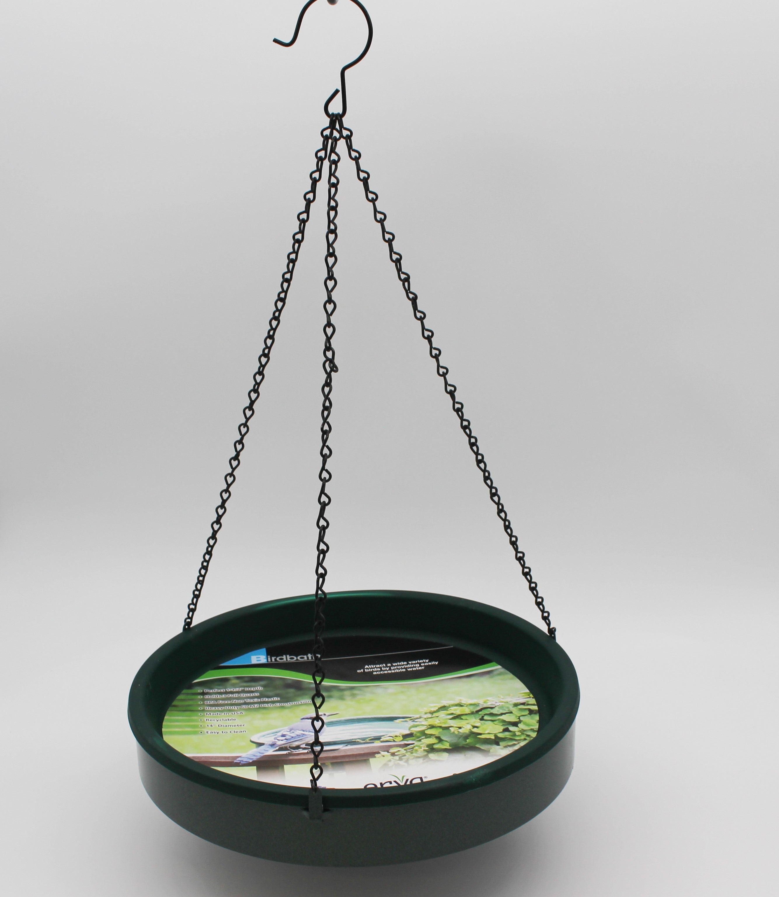 Erva Hanging Bird Bath - Green w/ 14" Green Insert