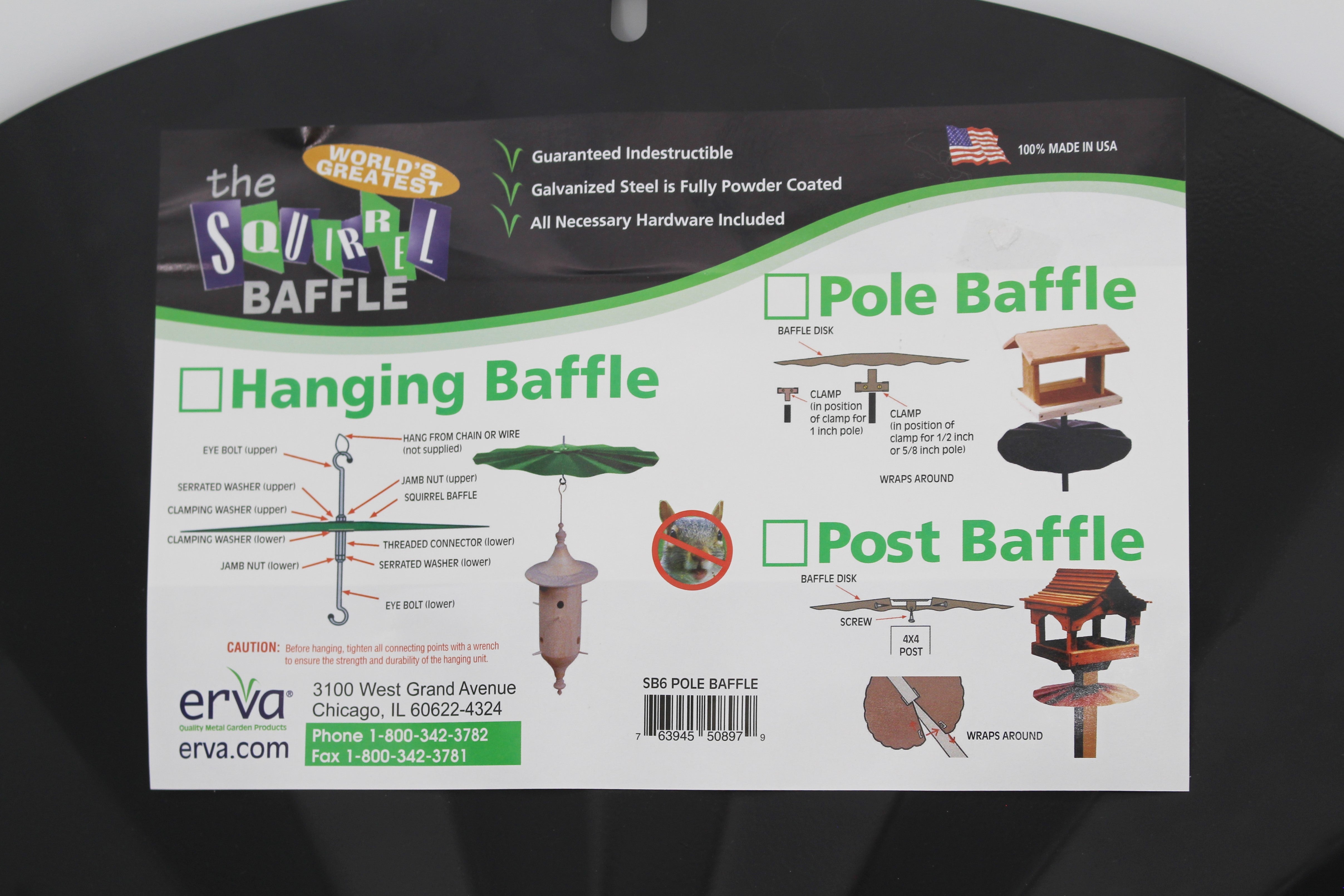 Erva Squirrel Baffle - 24" Wrap Around Disc Black (1/2"-1" Poles)