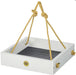 Modern Farmhouse Small Hanging Platform Bird Feeder in White