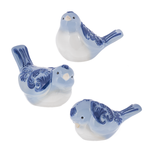 Glazed Bird Light Blue Scroll - Asst Styles