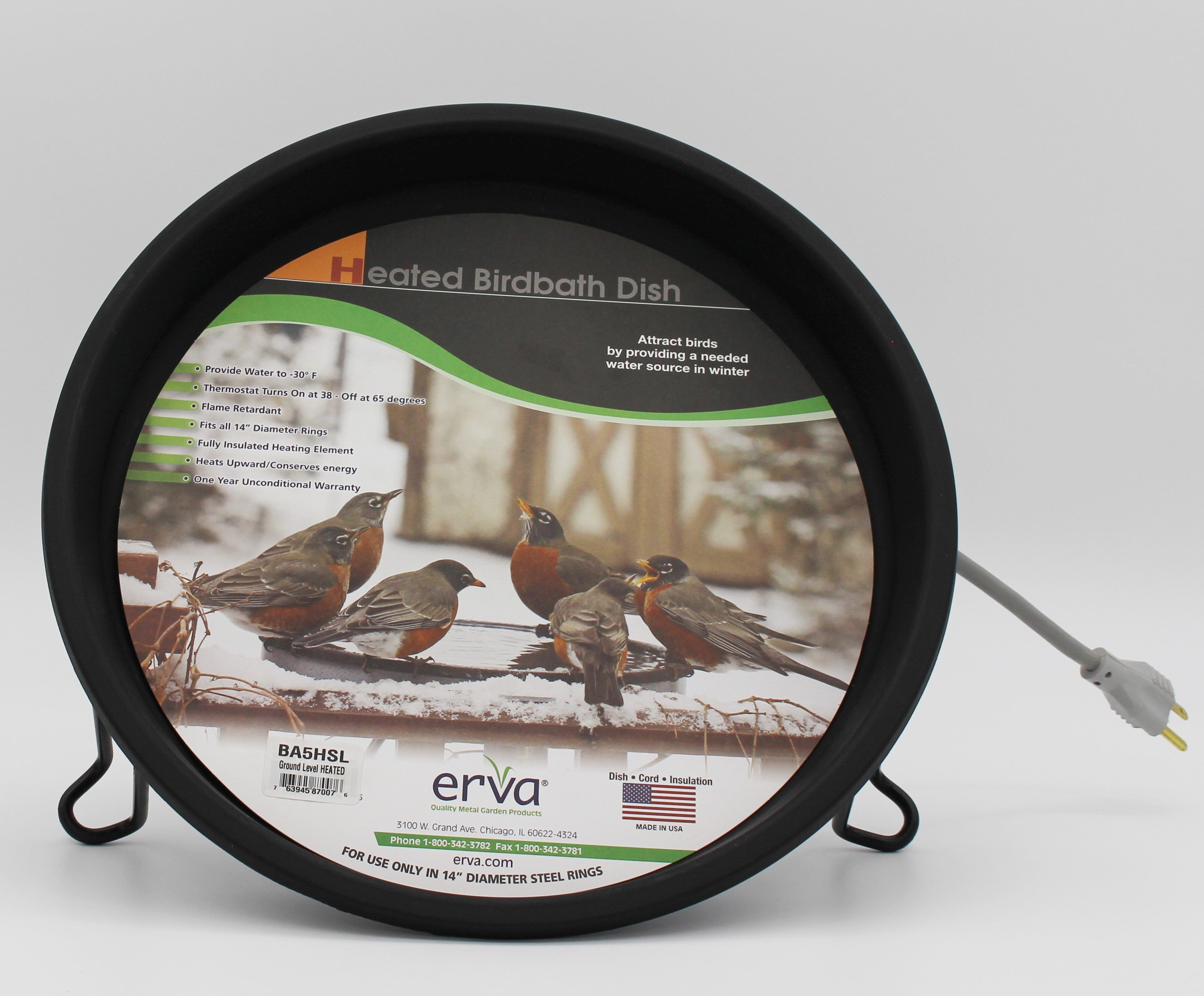 Erva Heated Bird Bath - Wire Ring Ground Level w/ Insert