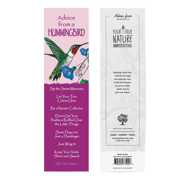 Advice for Life Bookmark - Hummingbird
