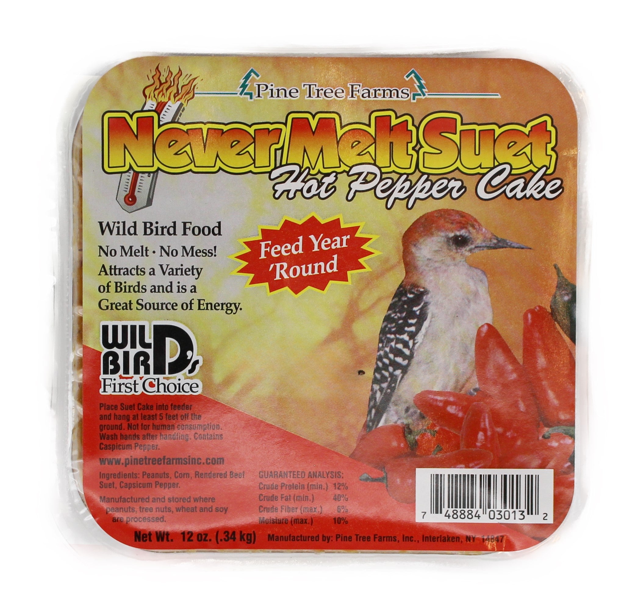 Never Melt Suet Hot Pepper 12 oz