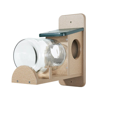Recycled Plastic Squirrel in Jar Feeder - Tan/Green
