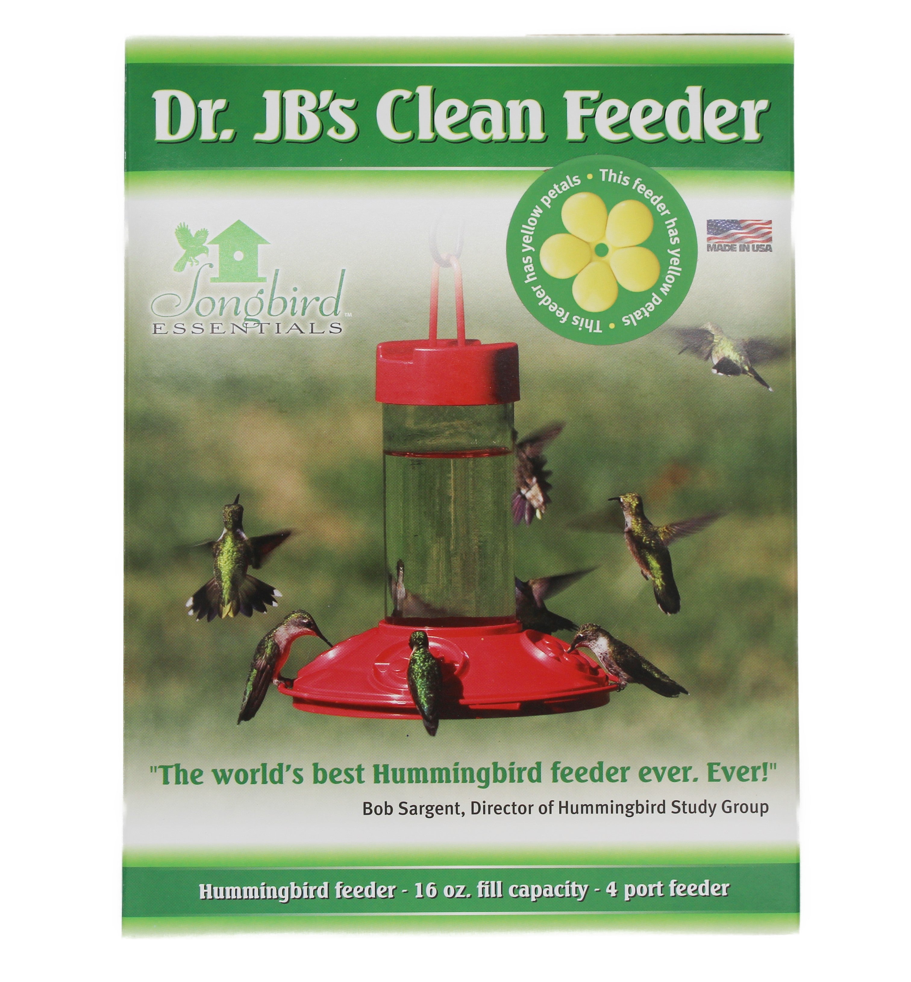 Dr JB's 16oz Hummingbird Feeder - (Red w/ Yellow Flowers)