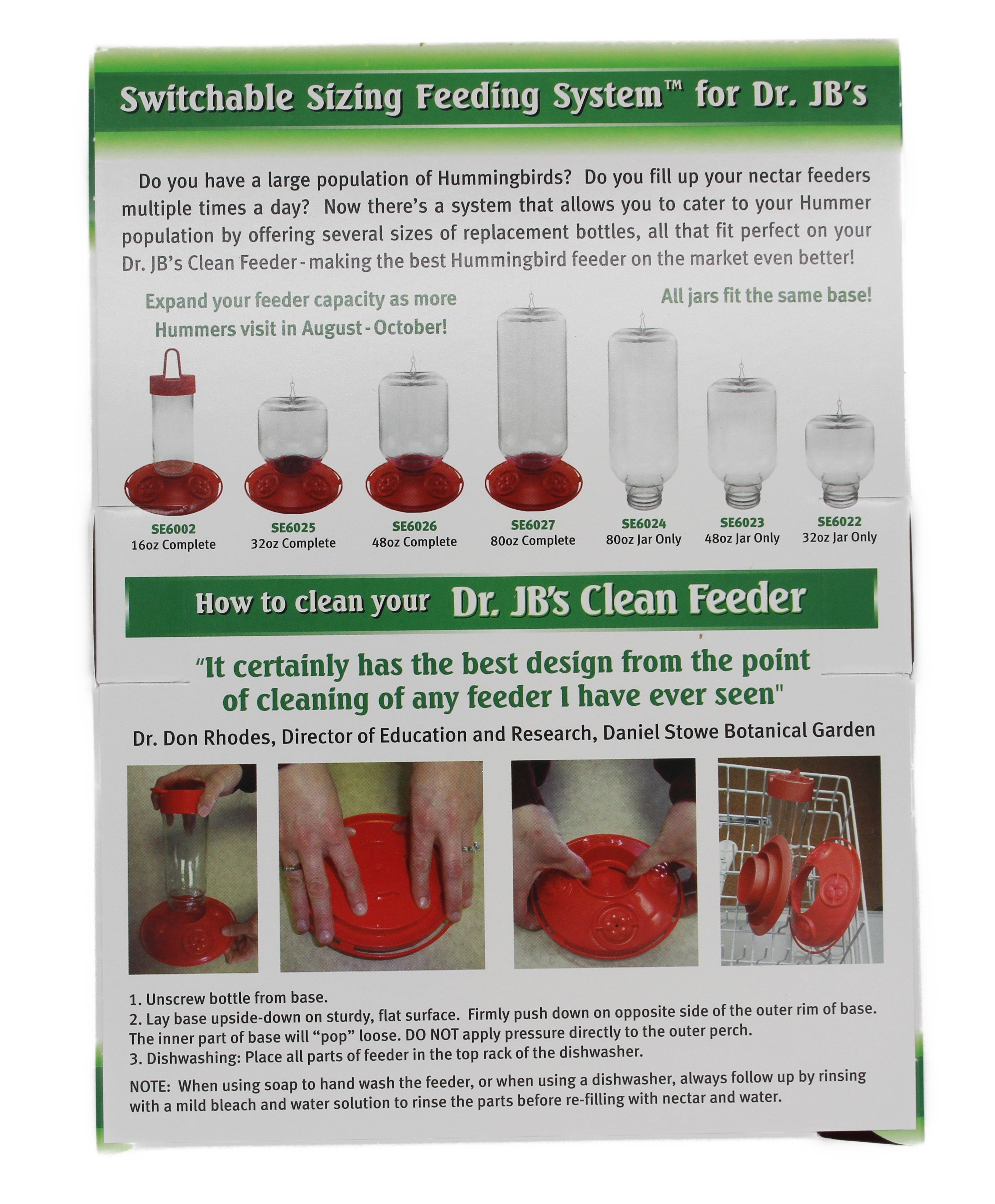 Dr JB's 16oz Hummingbird Feeder - (Red w/ Yellow Flowers)