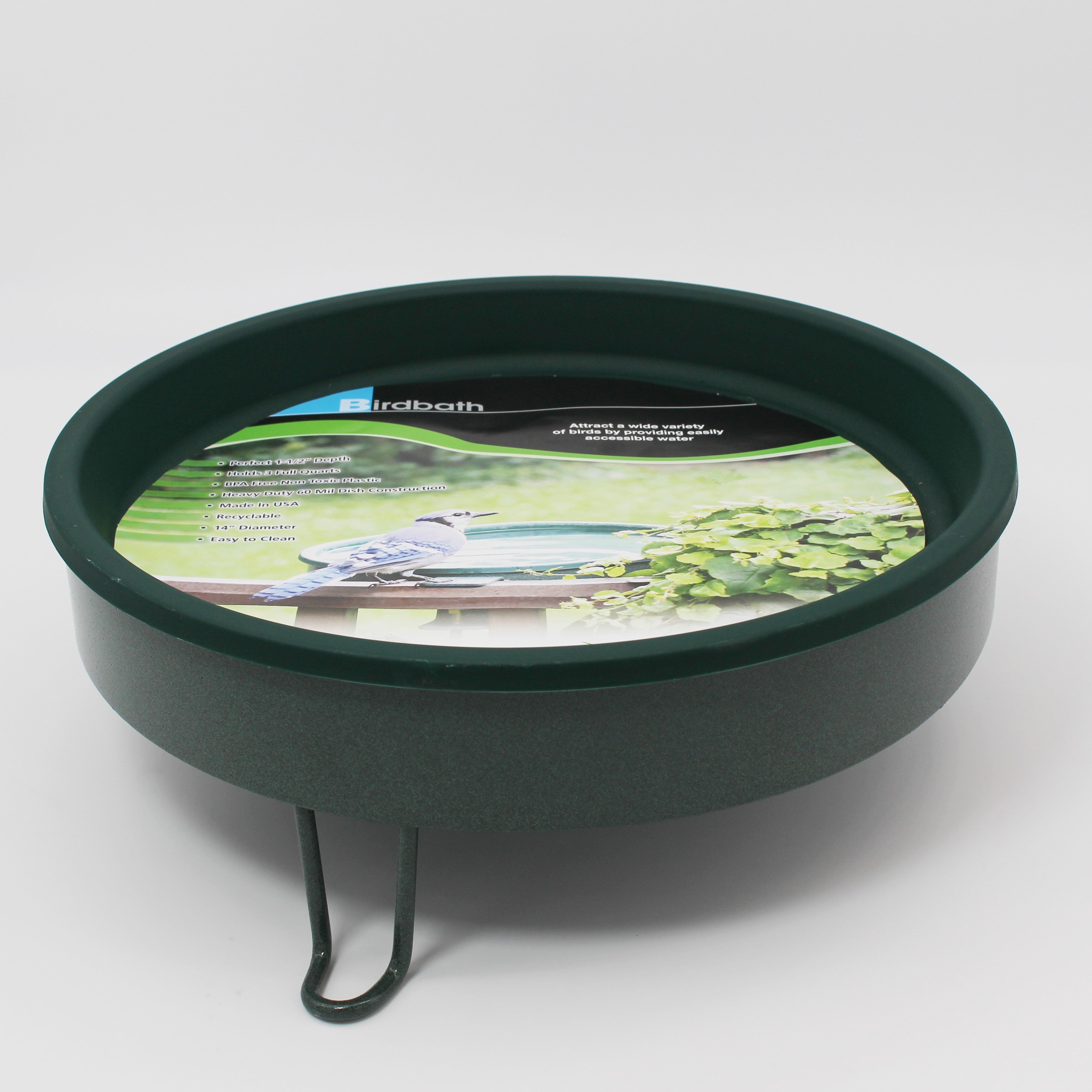 Erva Bird Bath - Green Ground Level w/ 14" Green Insert