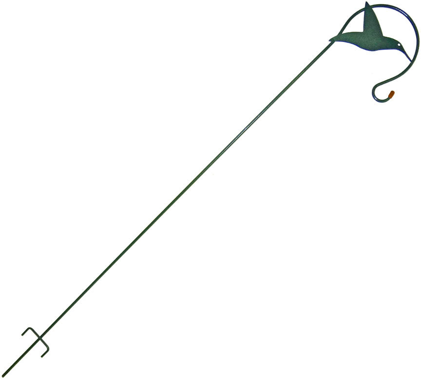 Erva 65 in Deluxe Green Hummingbird Feeder Pole - Steel Shepherds Hook