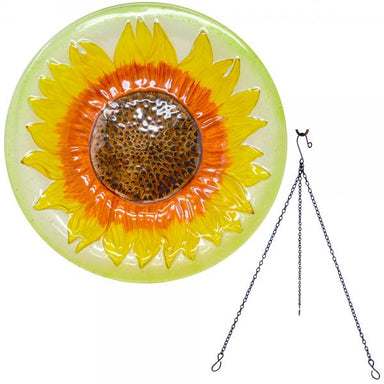 Sunflower Glass Birdbath - Hanging