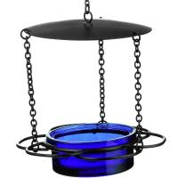 Cobalt Hanging Floral Feeder Bluebirds