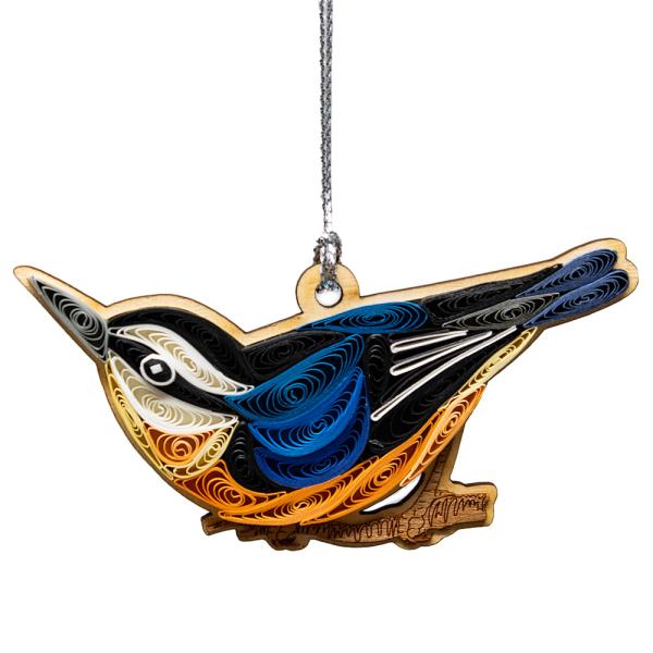 Quilled Ornament - Red Breasted Nuthatch