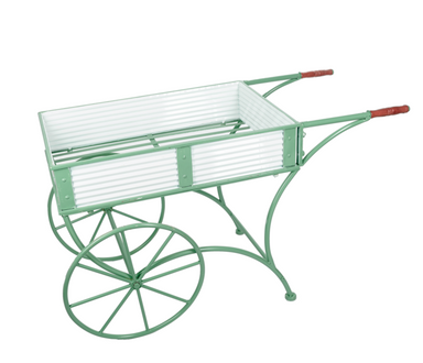 Sage & White Enamel Garden Cart