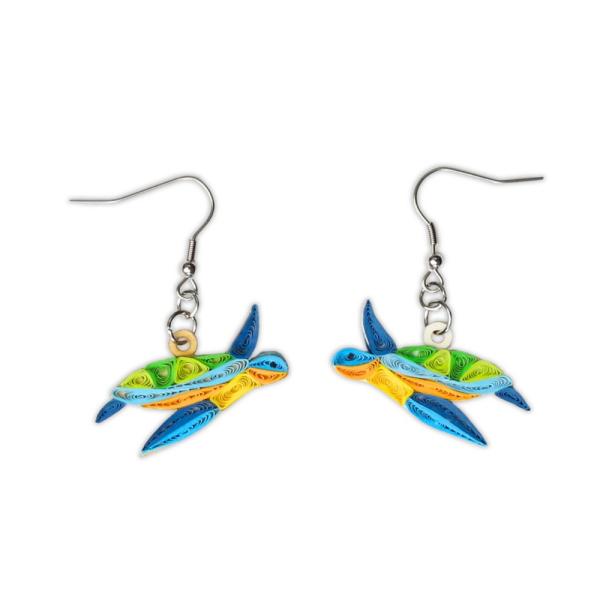Quilled Earrings - Sea Turtle