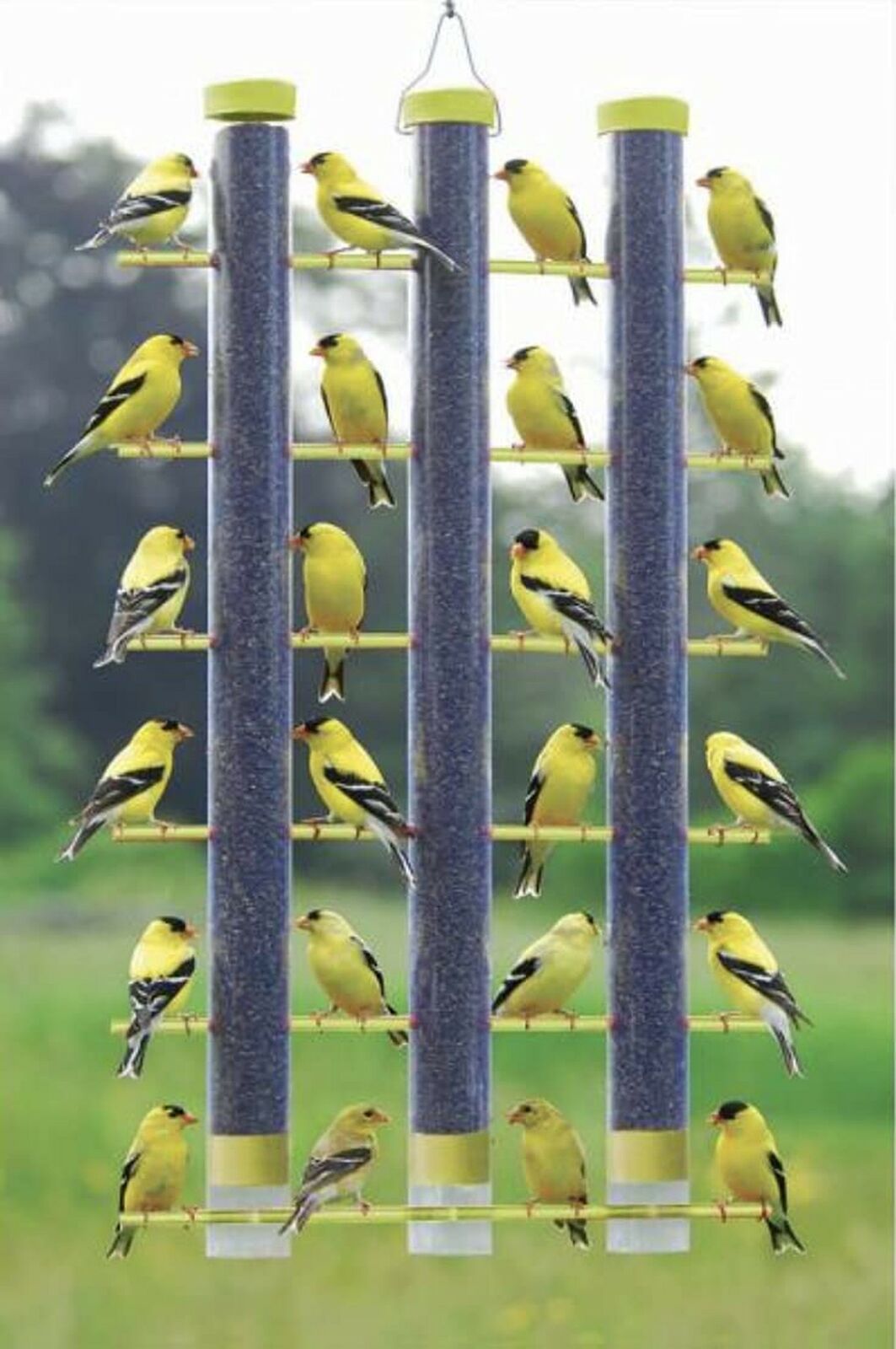 Three Tube Finch Feeder - Yellow