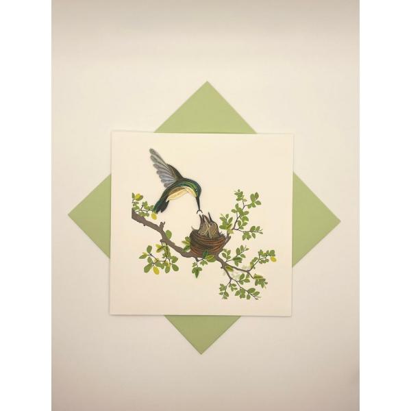 Quilled Card - Hummingbird & Baby
