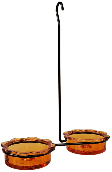 Erva Double Dish Orange Wire Hanger Feeder