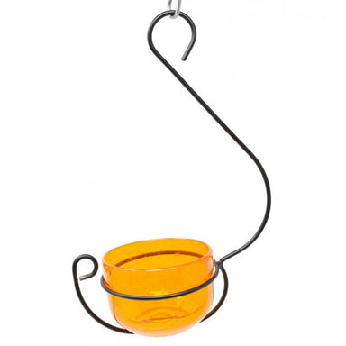 Orange Glass Hanging Jelly and Mealworm Feeder