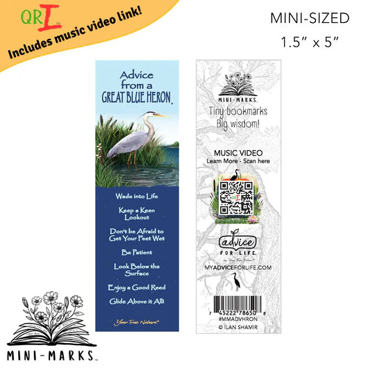 Advice for Life Mini Bookmark - Great Blue Heron