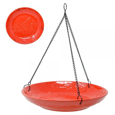 Cardinal Ceramic Hanging Birdbath